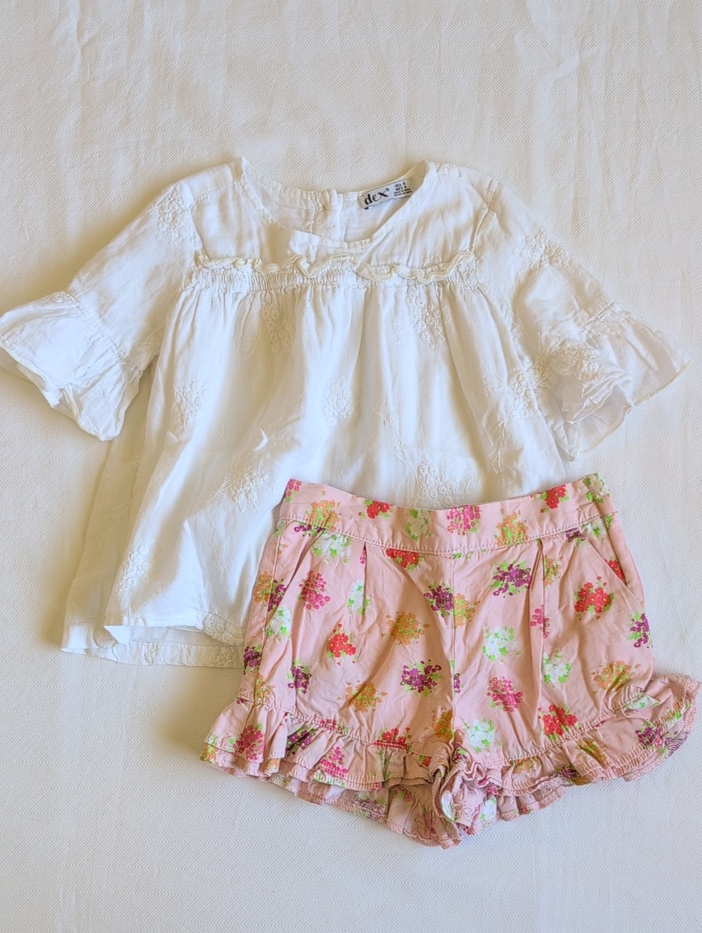 Girls 4T Janie and Jack Floral Shorts & Dex Blouse Outfit Bundle